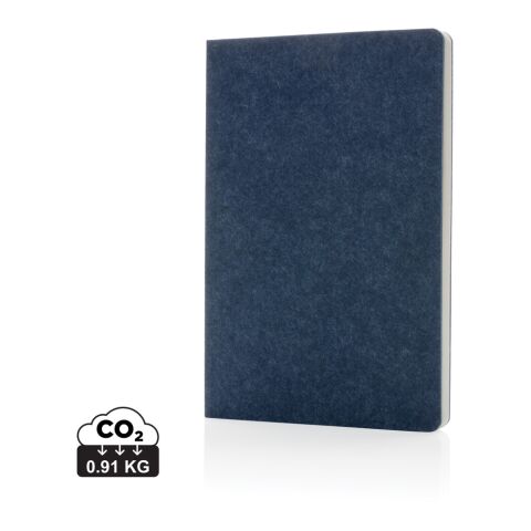 Cuaderno A5 de fieltro reciclado certificado Phrase GRS azul | sin montaje de publicidad | no disponible | no disponible