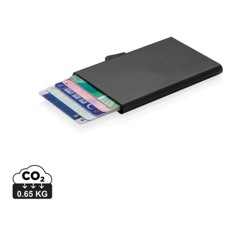 Tarjetero RFID C-Secure de aluminio negro | sin montaje de publicidad | no disponible | no disponible | no disponible