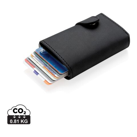 Tarjetero RFID de aluminio estándar con billetera de PU negro | sin montaje de publicidad | no disponible | no disponible