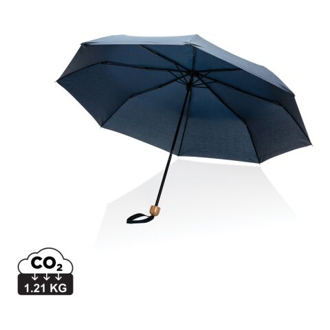 Mini paraguas RPET 190T de bambú 20.5&quot; Impact AWARE ™ azul marino | sin montaje de publicidad | no disponible | no disponible
