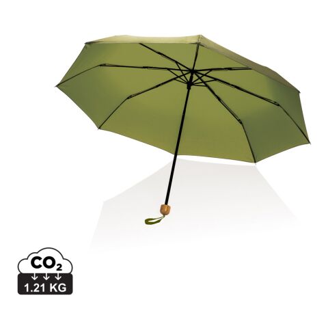 Mini paraguas RPET 190T  de bambú 20.5&quot; Impact AWARE ™ verde | sin montaje de publicidad | no disponible | no disponible