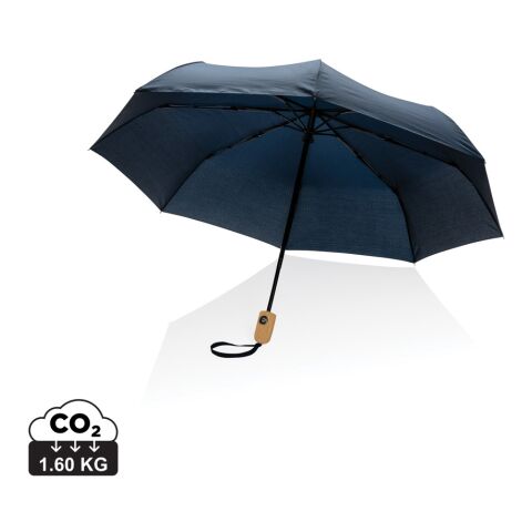 Paraguas automático RPET 190T bambú de 21&quot; Impact AWARE ™ azul marino | sin montaje de publicidad | no disponible | no disponible