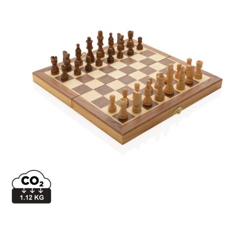 Juego de ajedrez plegable Luxury de madera FSC® marrón | sin montaje de publicidad | no disponible | no disponible