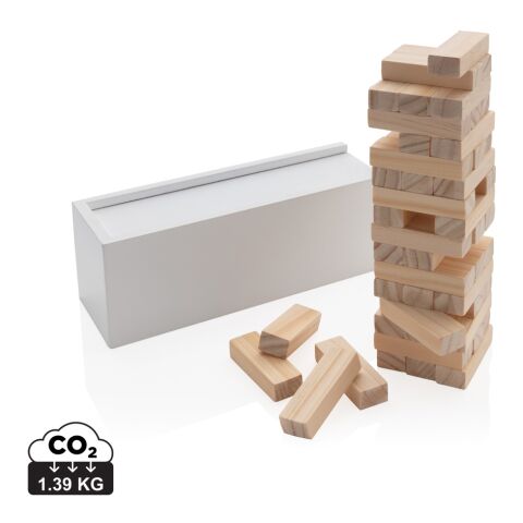 Juego apilamiento de bloques de madera FSC® Deluxe blanco | sin montaje de publicidad | no disponible | no disponible | no disponible