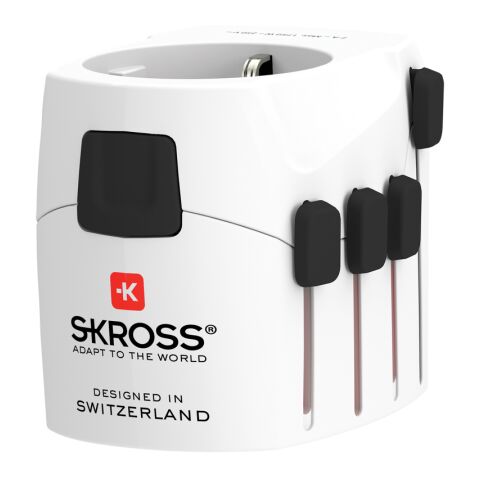 Adaptador de viaje mundial SKROSS Pro de 3 polos blanco | sin montaje de publicidad | no disponible | no disponible | no disponible