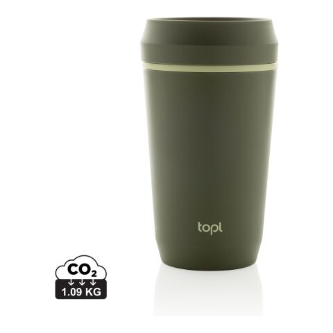 Vaso de plástico reciclado Topl To Go con tapa patentada 360 verde | sin montaje de publicidad | no disponible | no disponible