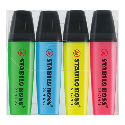 STABILO BOSS ORIGINAL Set de 4 rotuladores fluorescentes Impresión De Pantalla 3 color