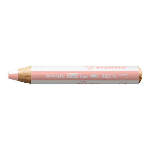 STABILO woody duo lápiz de color blanco/rosa claro | serigrafía