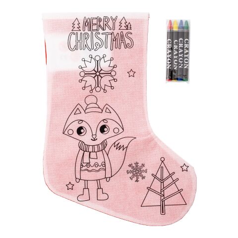Calcetín navideño de nonwoven (80gr / m²) rojo/blanco | sin montaje de publicidad | no disponible | no disponible