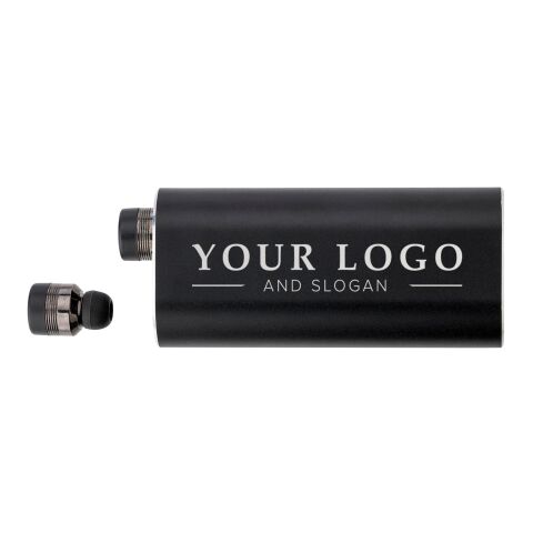 Power Bank con auriculares inalámbricos negro | sin montaje de publicidad | no disponible | no disponible