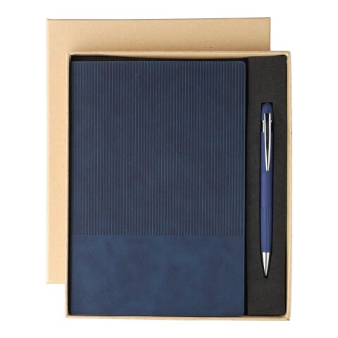 Set de cuaderno de PU reciclado (A5) y bolígrafo Tarek azul