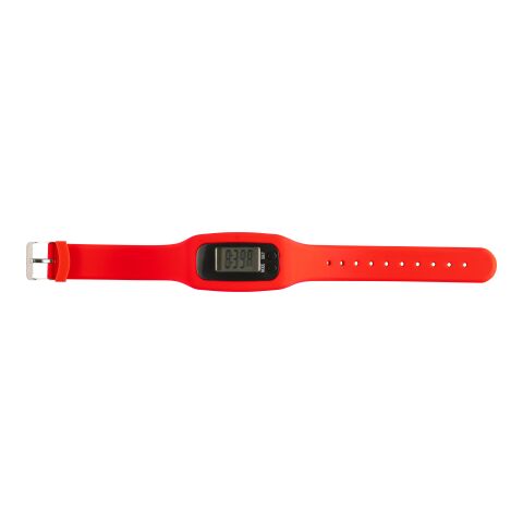 Podómetro con pulsera de silicona. rojo