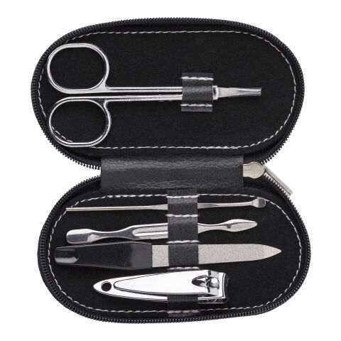 Estuche de PVC con set de manicura negro | sin montaje de publicidad | no disponible | no disponible