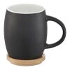 Taza de cerámica con base o tapa de madera "Hearth" Estándar | Negro intenso-Blanco | sin montaje de publicidad | no disponible | no disponible