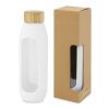 Botella de vidrio borosilicato de 600 ml con agarre de silicona "Tidan" Estándar | Blanco | sin montaje de publicidad | no disponible | no disponible