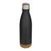 Botella de 500&nbsp;ml de acero inoxidable con aislamiento y doble pared con detalles de corcho "Cove" Estándar | Negro intenso | sin montaje de publicidad | no disponible | no disponible