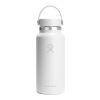 Botella de agua térmica de acero inoxidable Hydro Flask de boca ancha, 946 ml Blanco