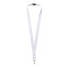 Lanyard de PET reciclado "Addie" Negro intenso-Blanco | 10mm | sin montaje de publicidad | no disponible | no disponible