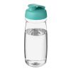 Bidón deportivo con Tapa Flip de 600 ml H2O Pulse® Transparente-Azul aqua | sin montaje de publicidad | no disponible | no disponible