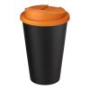 Vaso reciclado de 350 ml con tapa a prueba de derrames "Americano® Eco" Naranja-Negro intenso | sin montaje de publicidad | no disponible | no disponible
