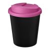 Vaso reciclado de 250&nbsp;ml con tapa antigoteo "Americano® Espresso Eco" Negro intenso-Magenta | sin montaje de publicidad | no disponible | no disponible