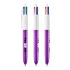 BIC® 4 Colours Shine bolígrafo Blanco-púrpura metalizado | Impresión De Pantalla 1 color | Parte superior-Detrás del clip | 22.00 mm x 10.00 mm