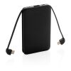 Powerbank 5.000 mAh de bolsillo con cables integrados negro | sin montaje de publicidad | no disponible | no disponible