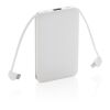 Powerbank 5.000 mAh de bolsillo con cables integrados blanco | sin montaje de publicidad | no disponible | no disponible