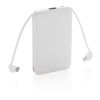 Powerbank 5.000 mAh de bolsillo con cables integrados blanco | sin montaje de publicidad | no disponible | no disponible