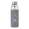 Botella de cristal (500 ml) con funda de neopreno gris
