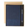 Set de cuaderno de PU reciclado (A5) y bolígrafo Tarek azul