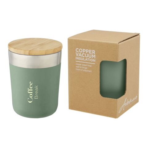 Vaso de 300 ml de acero inoxidable con aislamiento al vacío de cobre y tapa de bambú &quot;Lagan&quot; Estándar | Verde mezcla | sin montaje de publicidad | no disponible | no disponible