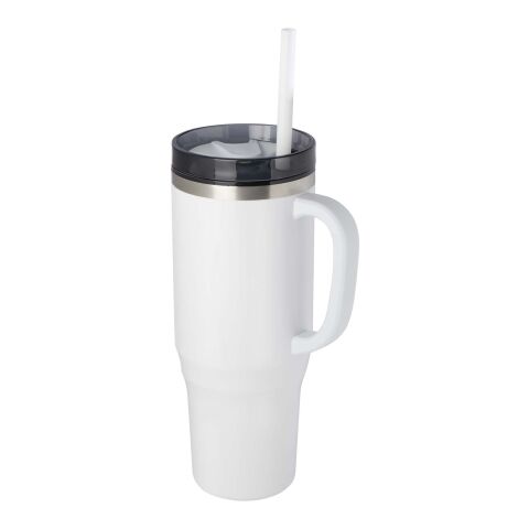 Vaso térmico con pajita de 1200 ml con certificado RCS &quot;Melbourne&quot; Estándar | blanco | sin montaje de publicidad | no disponible | no disponible