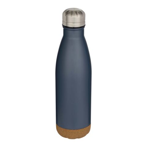 Botella de 500&nbsp;ml de acero inoxidable con aislamiento y doble pared con detalles de corcho "Cove" Estándar | azul | sin montaje de publicidad | no disponible | no disponible