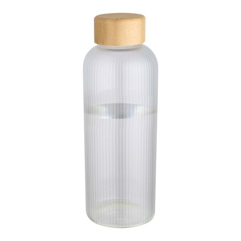 Botella de 650 ml de vidrio borosilicato de pared simple con tapa de bambú &quot;Mirage&quot; Estándar | blanco | sin montaje de publicidad | no disponible | no disponible