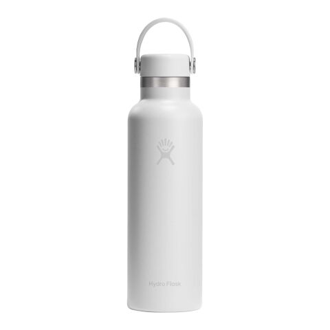 Botella de agua Hydro Flask de acero inoxidable con aislamiento térmico, boca estándar, 621 ml, con tapón con pajita Blanco