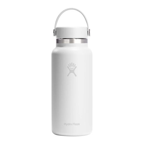 Botella de agua térmica de acero inoxidable Hydro Flask de boca ancha, 946 ml Blanco