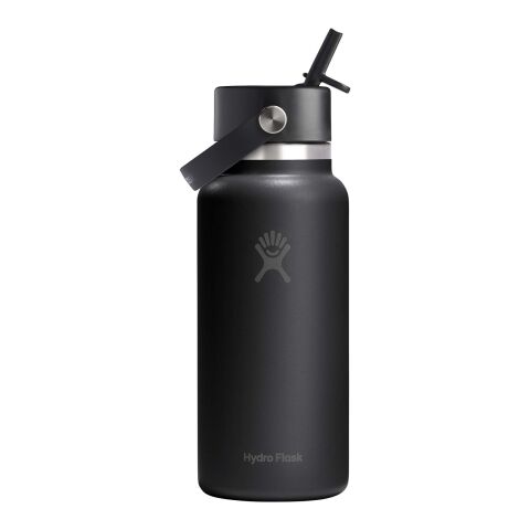 Botella de agua Hydro Flask de acero inoxidable con aislamiento térmico y boca ancha de 946 ml, con tapón con pajita Blanco