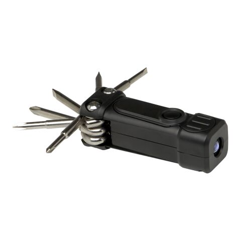 Set de destornilladores de plástico reciclado 8 en 1 RCS con linterna "Octo" Negro intenso