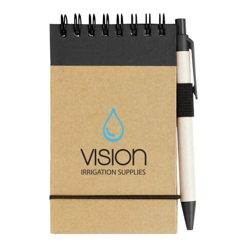 Bloc de notas con bolígrafo Zuse Estándar | Natural-Negro intenso | sin montaje de publicidad | no disponible | no disponible | no disponible