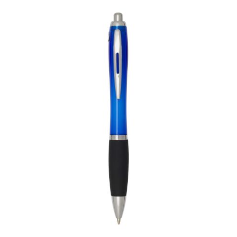 Bolígrafo de plástico reciclado con certificado RCS, cuerpo de color y empuñadura negra (tinta negra) "Nash" Estándar | Azul real | sin montaje de publicidad | no disponible | no disponible