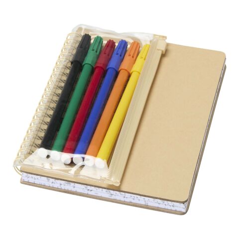 Set de cuaderno de tapa dura y rotuladores Squiggle B6 Natural