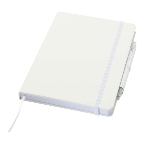 Set de cuaderno reciclado y bolígrafo Spectrum A5 blanco