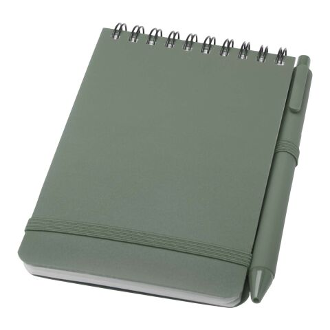 Libreta de tapa dura A6 de plástico procedente del océano con bolígrafo &quot;Thalaasa&quot; (tinta negra) Estándar | Verde mezcla | sin montaje de publicidad | no disponible | no disponible