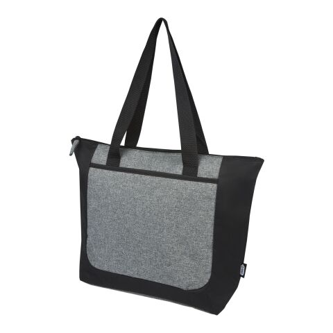 Bolsa Tote reciclada GRS en dos tonos con cremallera de 15 L &quot;Reclaim&quot; Estándar | Negro intenso-Gris Mezcla | sin montaje de publicidad | no disponible | no disponible | no disponible