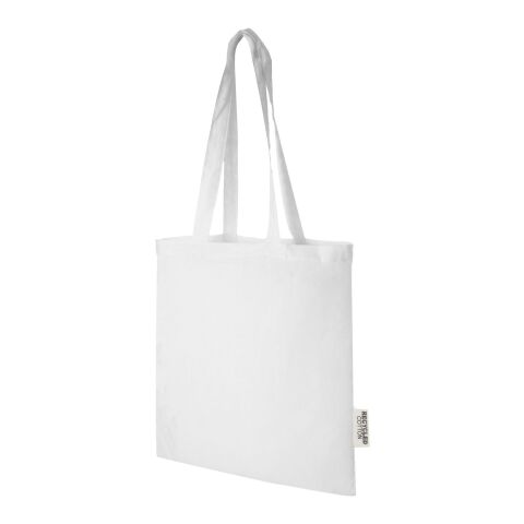 Bolsa Tote de algodón reciclado de 140 g/m2 de 7 L &quot;Madras&quot; Estándar | Blanco | sin montaje de publicidad | no disponible | no disponible | no disponible