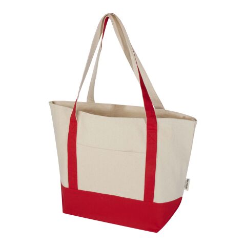 Bolsa Tote de algodón reciclado GRS de 320 g/m² &quot;Sam&quot; Estándar | Rojo-Natural | sin montaje de publicidad | no disponible | no disponible | no disponible