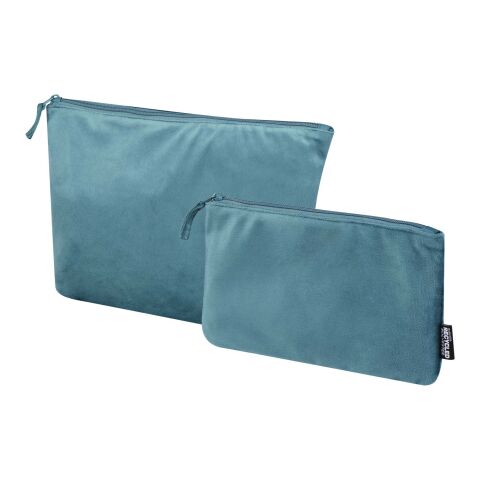 Set de neceseres de terciopelo reciclado con certificado GRS "Swift" Deep Sea Green