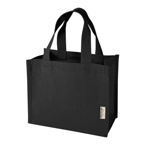 Bolsa Tote con fuelle mini de algodón reciclado GRS de 220&nbsp;g/m² de 9&nbsp;l "Odessa" Estándar | Negro intenso | sin montaje de publicidad | no disponible | no disponible | no disponible