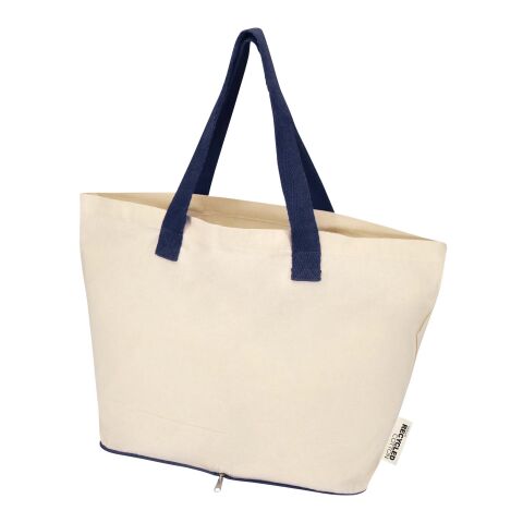 Bolsa Tote de 7&nbsp;l de algodón reciclado GRS de 140 g/m² "Sierra" Estándar | Natural-Azul marino | sin montaje de publicidad | no disponible | no disponible | no disponible